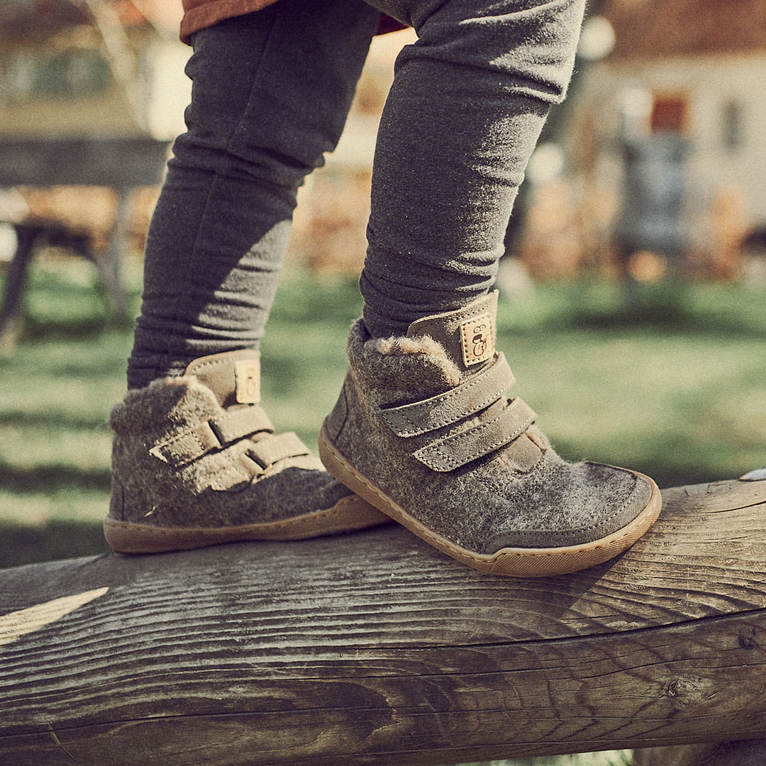 Kids Terrar Wool High | greyish - Kinder Barfußschuh