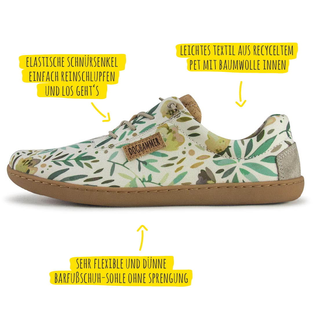 Doghammer Terrar Textile vegan | olive-flower - Barfußschuh, barefoot shoe