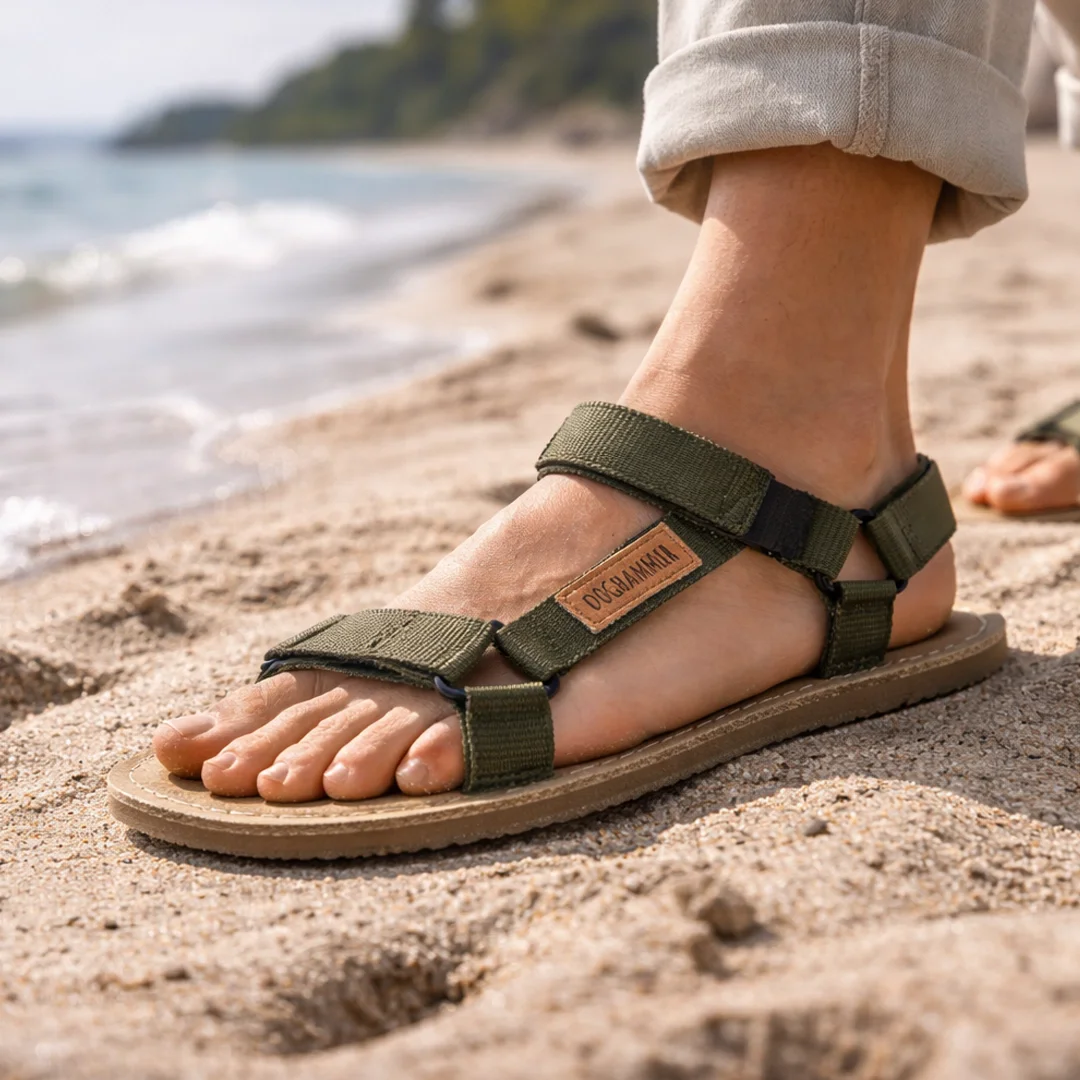 Doghammer Terrar Sandal vegan | khaki - Barfußschuh-Sandale photo 5