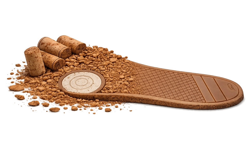 sneakersohle aus recycelten weinkorken