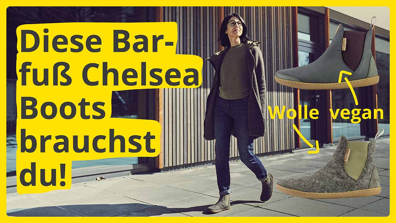 Terrar Chelsea Wool | greyish - Barfuß Chelsea Boots