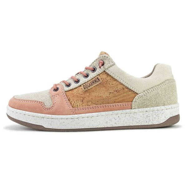 nachhaltiger damen sneaker in der farbe rosa mit kork element 