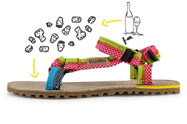 barfuß sandalen aus recycelten weinkorken